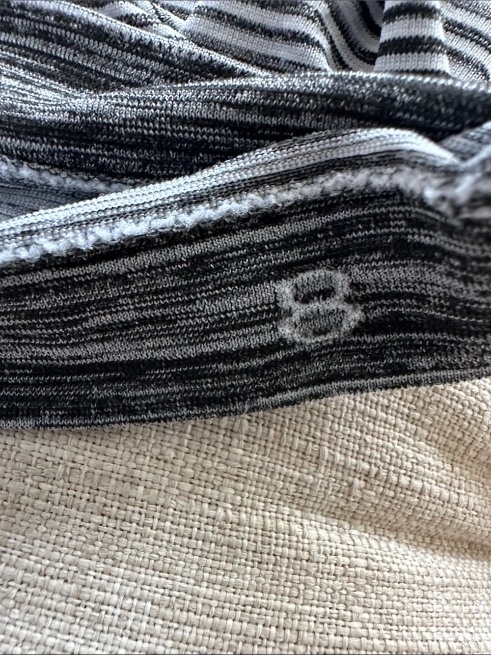 lululemon athletica Gray Striped Short Sleeve Top